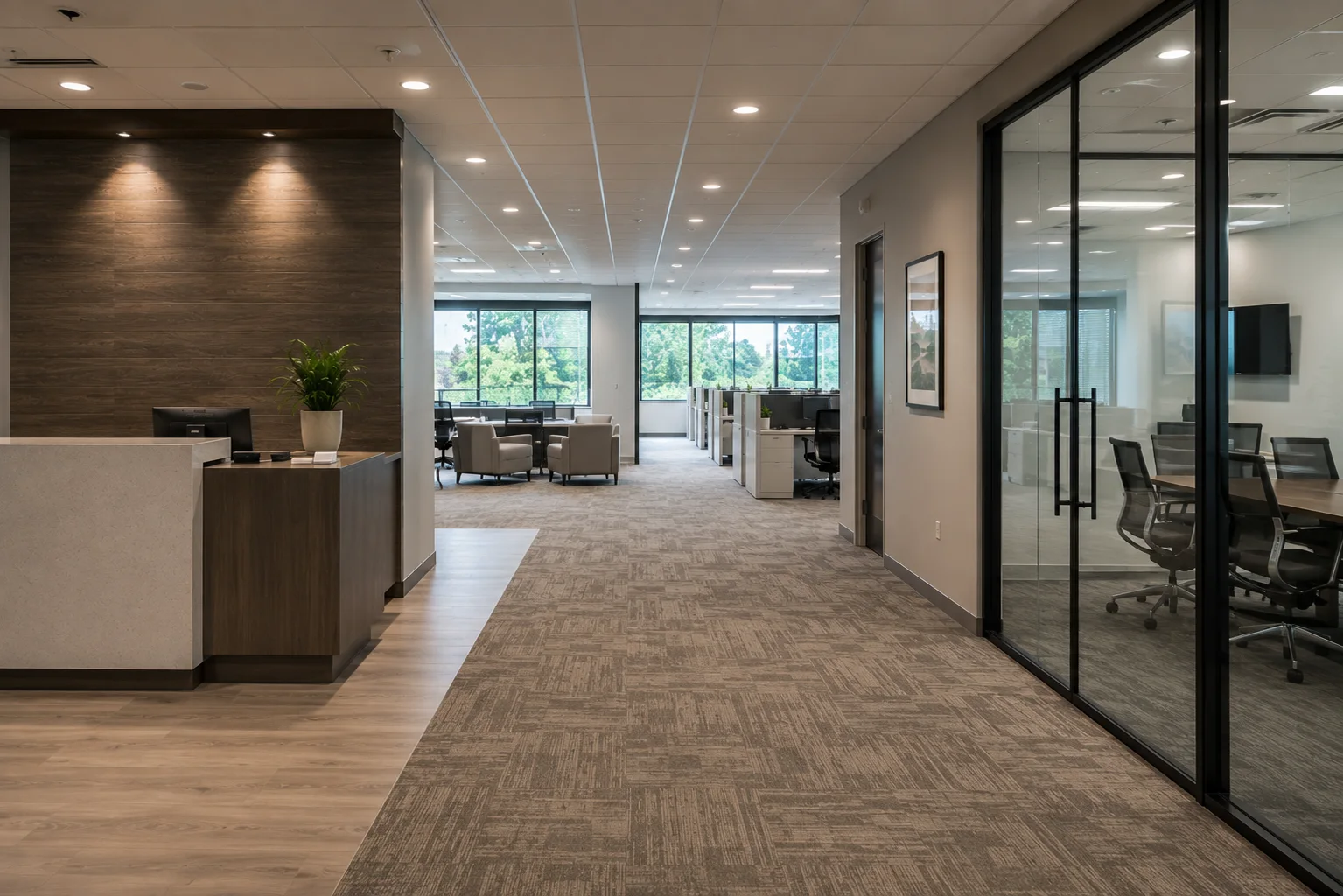 Commercial cleaning service in a Suffolk County business facility